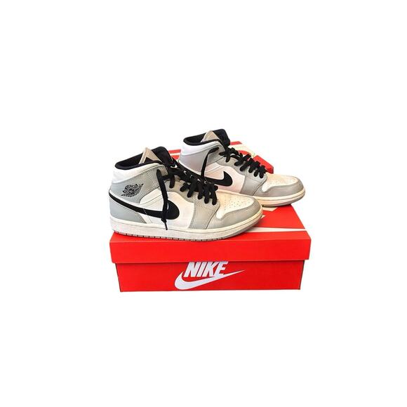 Nike Air Jordan 1 Mid Light Smoke gray Black sneakers Men's Sz 8